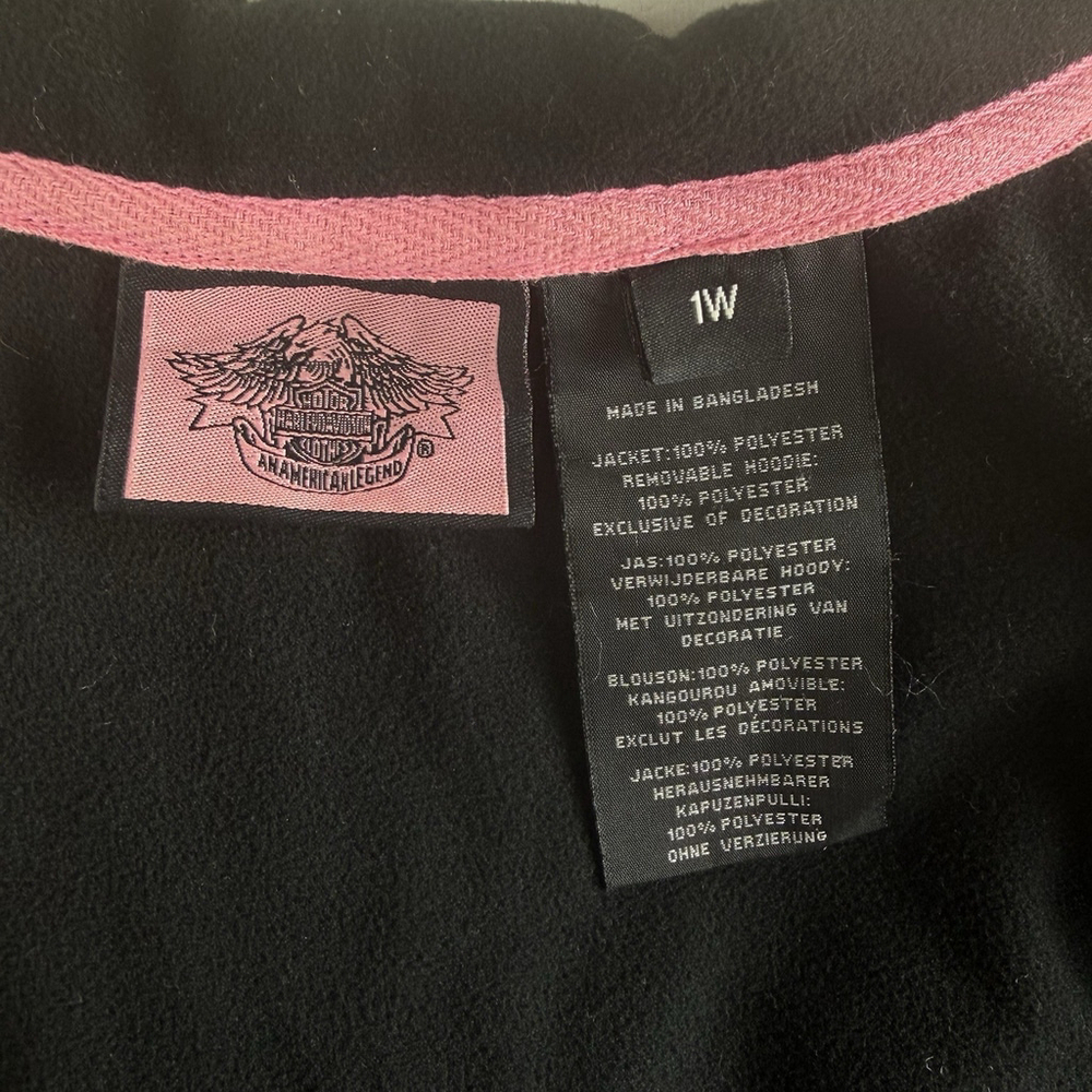 HARLEY Women's 1W Black Mesh Biker Jacket 3-in-1 Style Pink Jewels Plus 18/20 - Picture 12 of 13